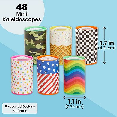 48x Mini Kaleidoscope Prism Toys Party Favors For Kids, 6 Assorted Designs
