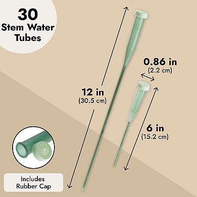 30 Pack Stem Water Tubes For Flowers, Vials For Florist Supplies, 6 And 12 Inch