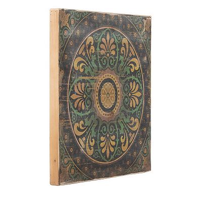 24 X 24 Decorative Wall Art Set Of 3, Square Vintage Brown, Green Designs