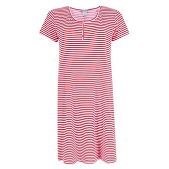 Women's Plus Sized Striped Henley Nightgown