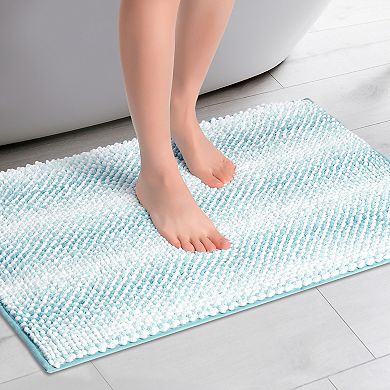 Bathroom Rug Soft and Absorbent Non-Slip Striped Bath Mat Plush for Bathroom Floor 20" x 32"