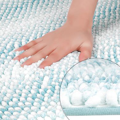 Bathroom Rug Soft and Absorbent Non-Slip Striped Bath Mat Plush for Bathroom Floor 20" x 32"