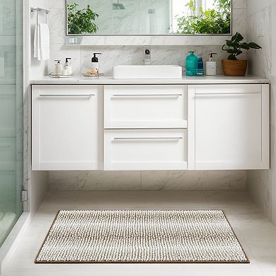 Bathroom Rug Soft and Absorbent Non-Slip Striped Bath Mat Plush for Bathroom Floor 20" x 32"