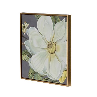 Nia 20 X 20 Flower Wall Art Set Of 4, White, Green Microfiber, Pine Wood