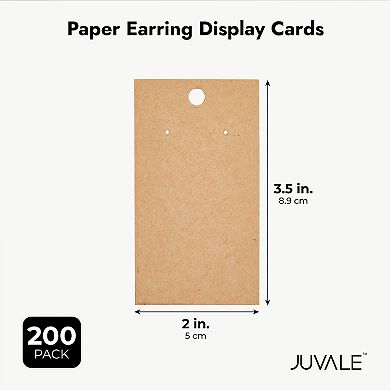 200-pack Earring Display Cards Holder For Selling Jewelry, Kraft, 3.5x2 In