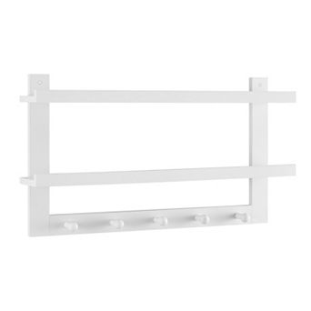 Two-tier Ledge Shelf Wall Organizer With Five Hanging Hooks