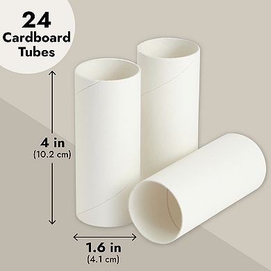24 Pack Cardboard Tubes For Crafts, Empty Toilet Paper Rolls, 1.6 X 4 In