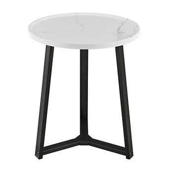 Harper Round Raised Lip Edge Side Accent Table With Mid-century Modern Crossed Metal Legs