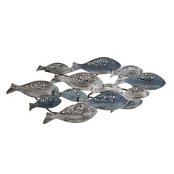 School Of Fish Modern Metal Wall Art Perfect For Coastal, Nautical, Beach, Or Boat Décor