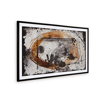 37 X 63 Inch Wall Art Decor, Framed Acrylic, Modern Abstract Black, Brown