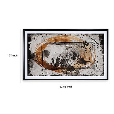37 X 63 Inch Wall Art Decor, Framed Acrylic, Modern Abstract Black, Brown
