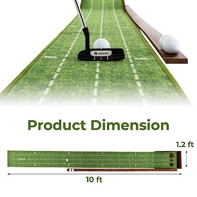 Golf Putting Mat Practice Training Aid With Auto Ball Return And 3 Hole Sizes
