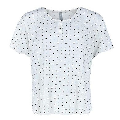 PJ Couture Women's Plus Size Hearts Short Sleeve Capri Set