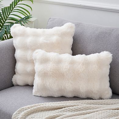1 Pc Faux Fur Cozy Decorative Throw Pillow Case Luxury Soft Modern Plush Pillowcase 12"x20"