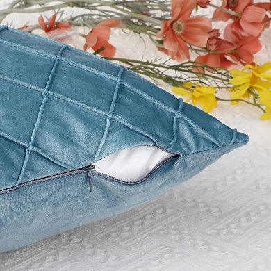 2 Pcs Soft Velvet Decorative Pillow Covers Solid Geometric Textured Cushion Covers