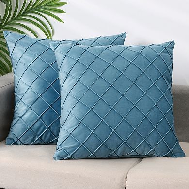2 Pcs Soft Velvet Decorative Pillow Covers Solid Geometric Textured Cushion Covers