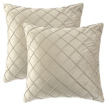 2 pc Soft Velvet Decorative Pillow Covers Solid Geometric Textured Cushion Covers