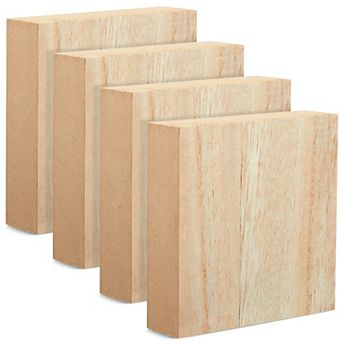 Unfinished Mdf Wood Blocks For Crafts, Wooden Square Blocks For Diy (4 Pack)