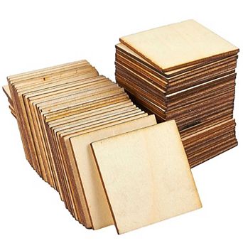 60 Pack Unfinished Wooden Coaster Wood Square Cutout Tiles For Diy Crafts 2x2"