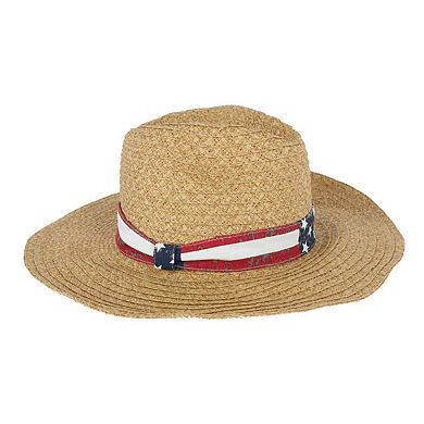 Ctm Unisex American Flag Straw Cowboy Hat With Shapeable Brim