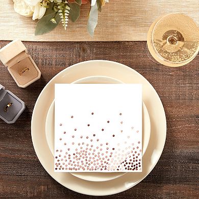 100 Pack Rose Gold Paper Lunch Napkins, Disposable Party Napkins, 6.5 In