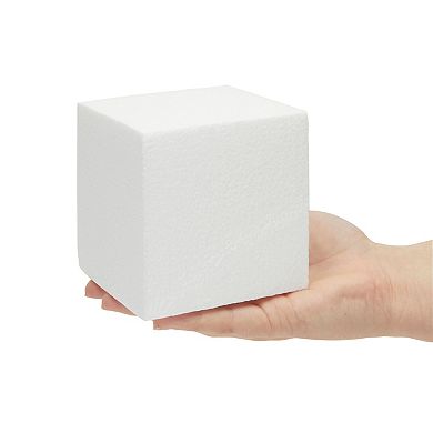 4 Inch Foam Cube Squares For Diy Crafts, White Blocks For Arts Supplies (6 Pack)