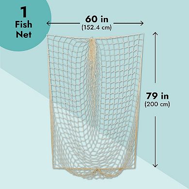 Fishing Net Decorations, 79x60 Nautical Decor For Birthday Party, Baby Shower