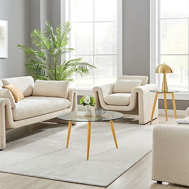 Van Beuren Coffee Table With Modern Metal Taper Legs And Clear Glass Tabletop