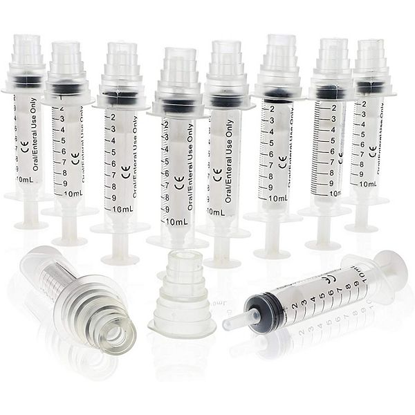 10 Pack Syringes With Bottle Adapter For Oral Medication, Clear, 10ml 4 ...