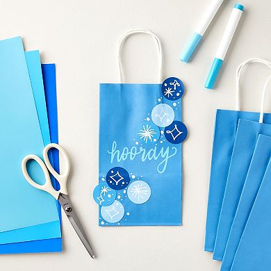 25-Pack Blue Gift Bags with Handles - Small Paper Treat Bags