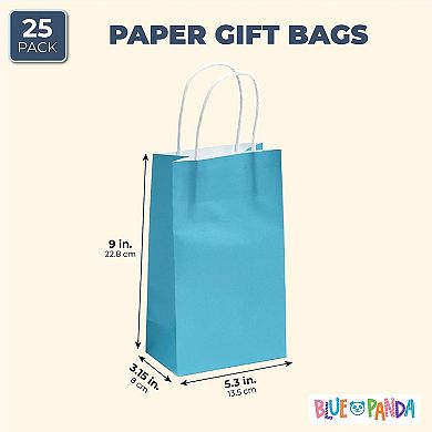 25-Pack Blue Gift Bags with Handles - Small Paper Treat Bags