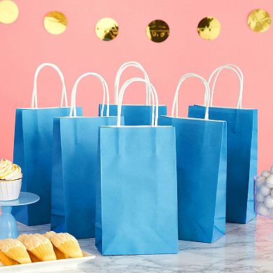 25-Pack Blue Gift Bags with Handles - Small Paper Treat Bags