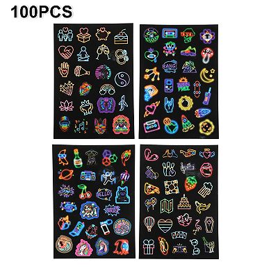 100pcs Neon Stickers Kit Graffiti Vinyl Stickers Neon Cute Mix And Match Stickers
