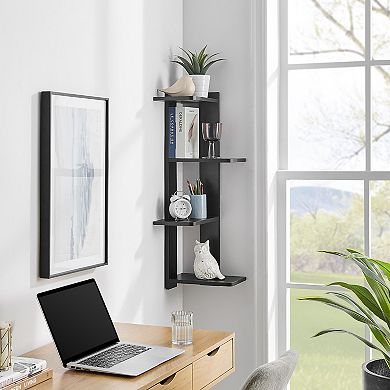 Alvar Corner 4-tier Floating Ledge Column Wall Shelf