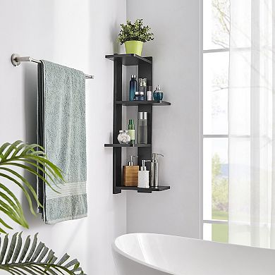 Alvar Corner 4-tier Floating Ledge Column Wall Shelf