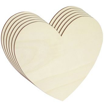 6 Pack Unfinished Wood Heart Cutouts, 12 x 10 in Arts & Crafts Supplies