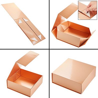 6 Pack Proposal Boxes, 9.5 X 9.5 X 3.5 Inch Glossy Rose Gold Magnetic Gift Box