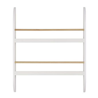 Steiner White Rounded Contemporary 2 tier Kids Book Or Magazine Storage Wall Mount Bookcase