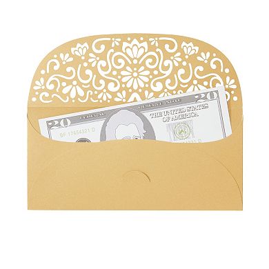 Gold Money Envelopes For Cash Gifts, Laser Cut Holders, 6.8x3.3 In, 36 Pack