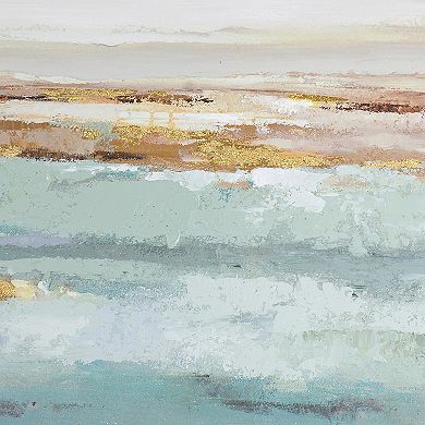 30 X 59 Framed Wall Art, Abstract Ocean Oil Painting, Modern White Blue