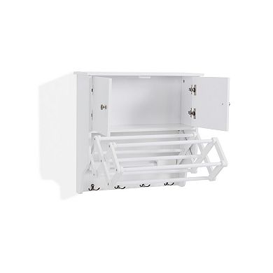Accordion Expandable / Collapsible Wall Mount Drying Rack With Cabinet