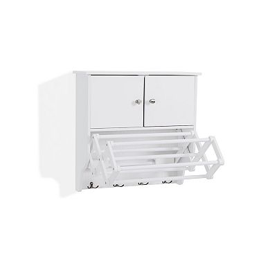 Accordion Expandable / Collapsible Wall Mount Drying Rack With Cabinet