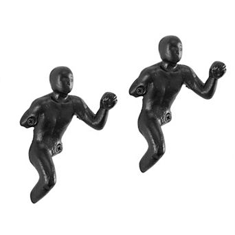 Protruding "fist Man" Cast Iron Decorative Black Wall Hook (set Of 2)