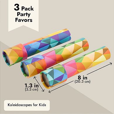 3 Pack Prism Kaleidoscopes For Kids (geometric Design, 8x1.3 In)