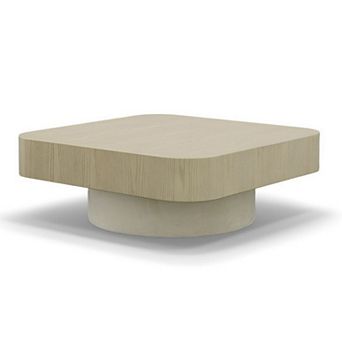 Cid Macy 40 Inch Coffee Table, Square, Modern Style Beige Brown Finish