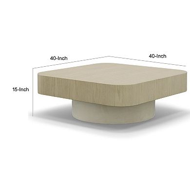 Cid Macy 40 Inch Coffee Table, Square, Modern Style Beige Brown Finish