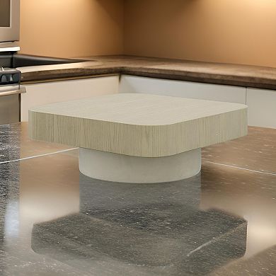 Cid Macy 40 Inch Coffee Table, Square, Modern Style Beige Brown Finish