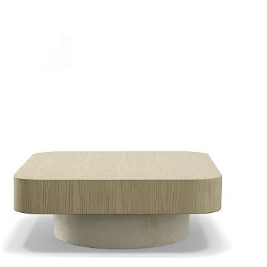 Cid Macy 40 Inch Coffee Table, Square, Modern Style Beige Brown Finish