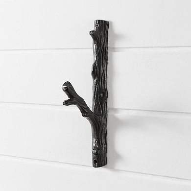 Brown Cast Iron Tree Branch Wall Mount Coat Hooks (set Of 2)