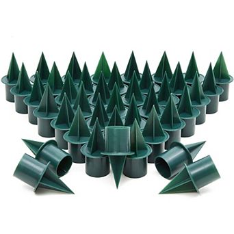 40 pk Green Plastic Candle Holder Stakes For Weddings, Celebrations, 1 X 2.4 In